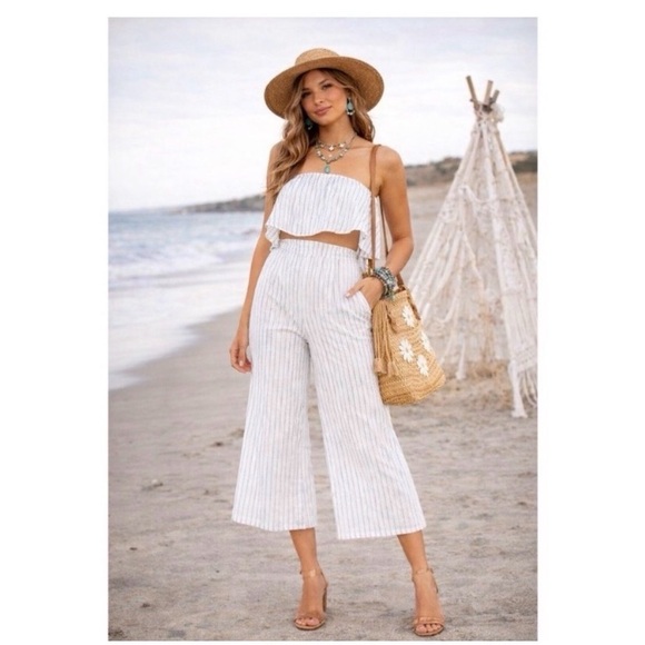 REVOLVE Superdown White Striped Pant Set - Picture 2 of 8